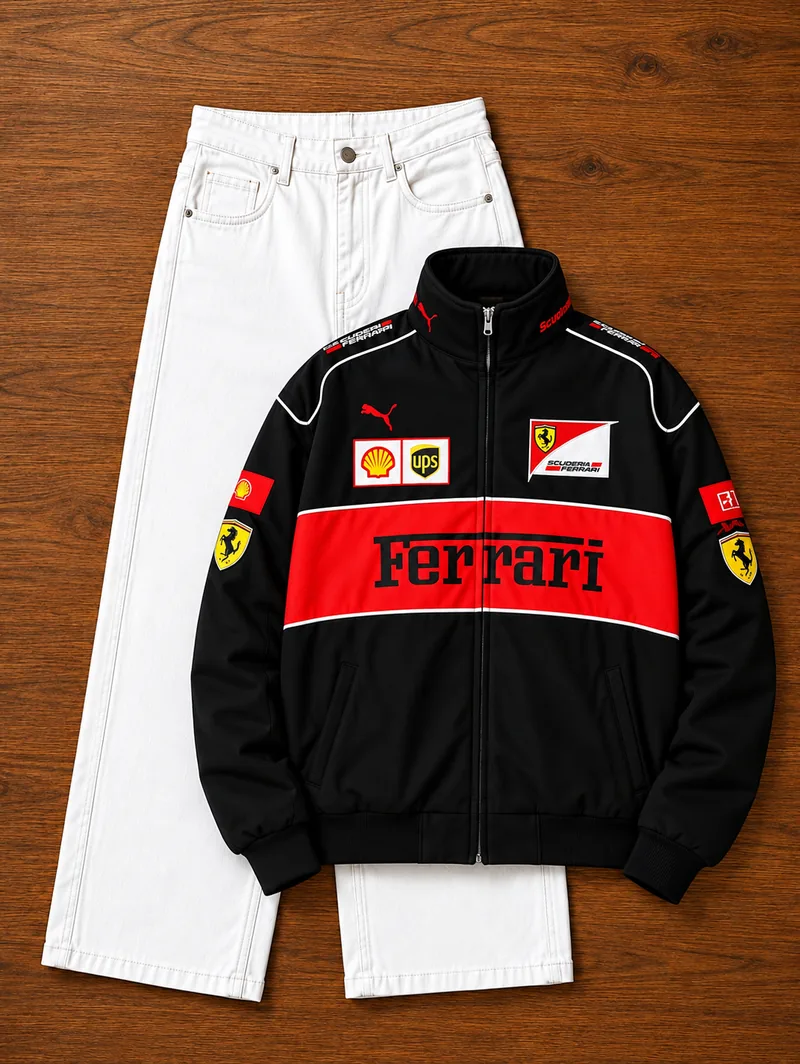 Black Red Racing Jacket Combo