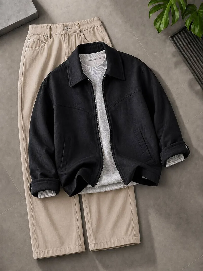 Black Zip Work Jacket Combo