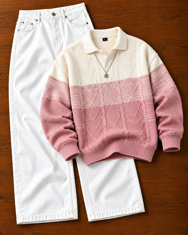 Pink Ombre Cable Polo Combo